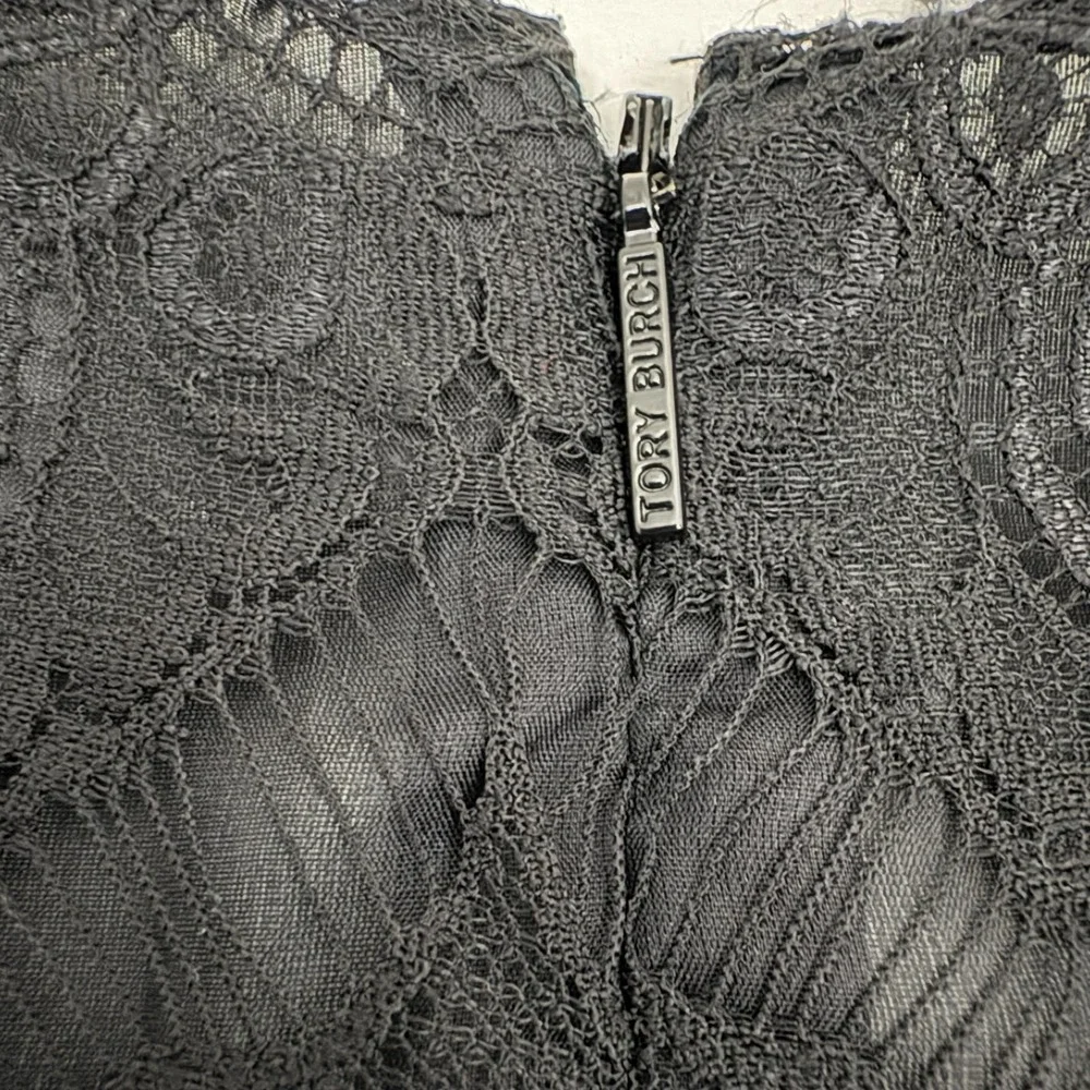 NWT Tory Burch Lainey Dress Size 6 Grey Melange Black Lace 3/4 Sleeve Wool Blend